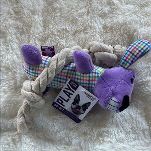 Purple Plush Dog Toy with Rope